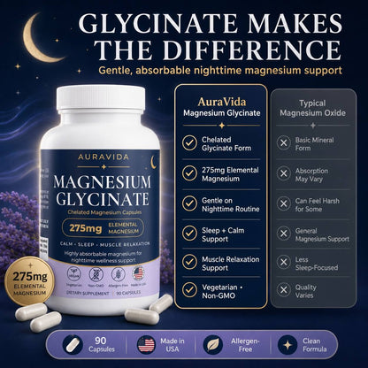Magnesium Glycinate Capsules | Sleep & Relaxation Support