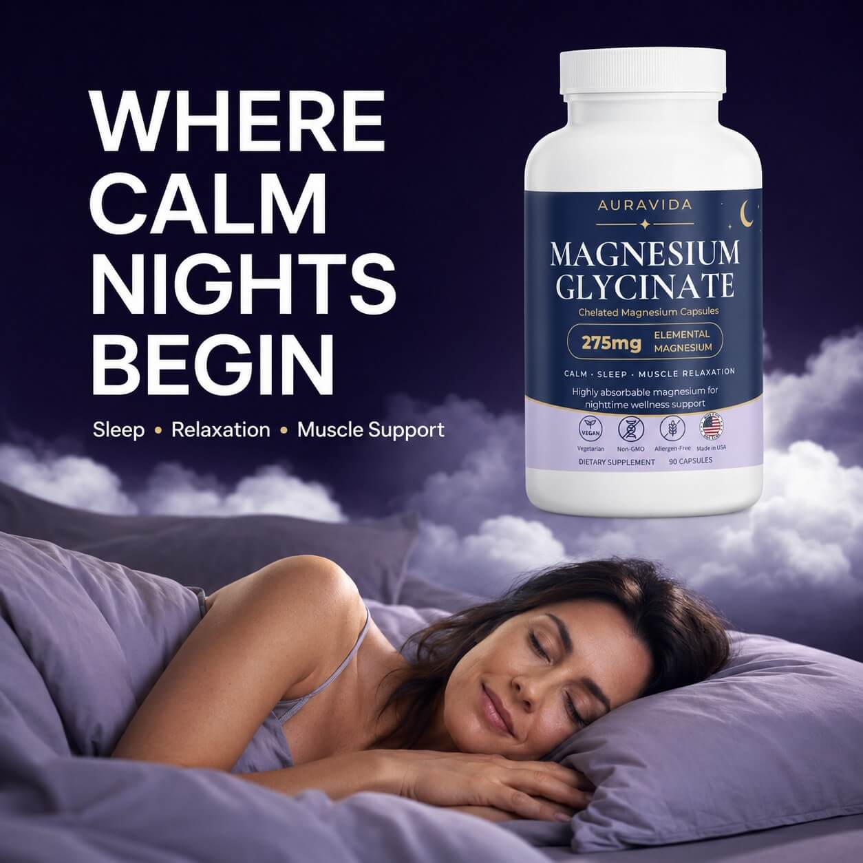 Magnesium Glycinate Capsules | Sleep & Relaxation Support